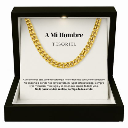 Cadena Cubana Oro 18k Para Mi Hombre/Novio (Con Carta Dedicatoria a Escoger)