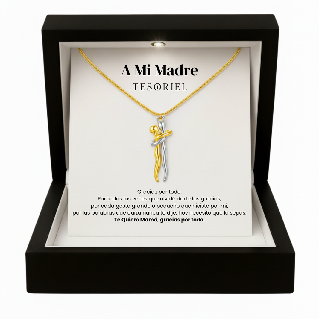 Colgante Abrazo Eterno Oro-Plata Para Mi Madre/Abuela (Con Carta Dedicatoria a Escoger)