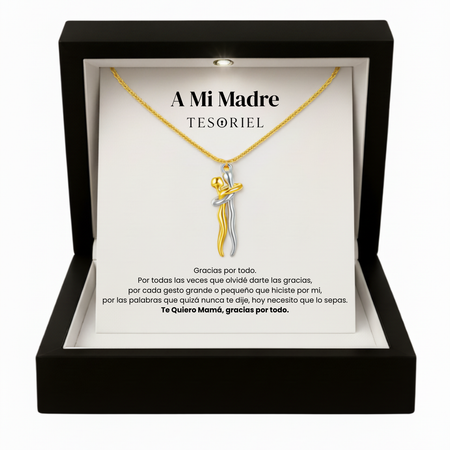 Colgante Abrazo Eterno Oro-Plata Para Mi Madre/Abuela (Con Carta Dedicatoria a Escoger)