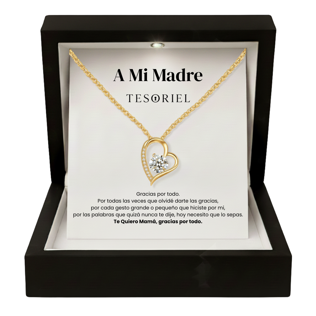 Colgante Corazón Eterno Oro 18k Para Mi Madre/Abuela (Con Carta Dedicatoria a Escoger)