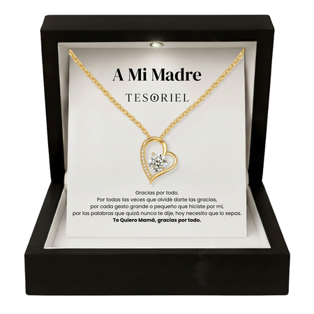 Colgante Corazón Eterno Oro 18k Para Mi Madre/Abuela (Con Carta Dedicatoria a Escoger)