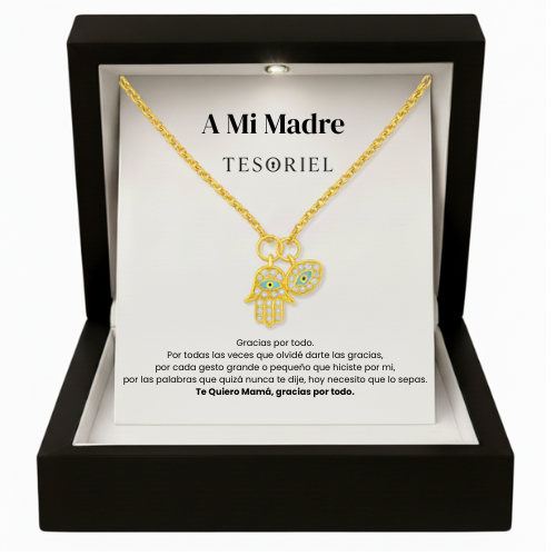 Colgante Mano de Fátima Oro 18k Para Mi Madre/Abuela (Con Carta Dedicatoria a Escoger)