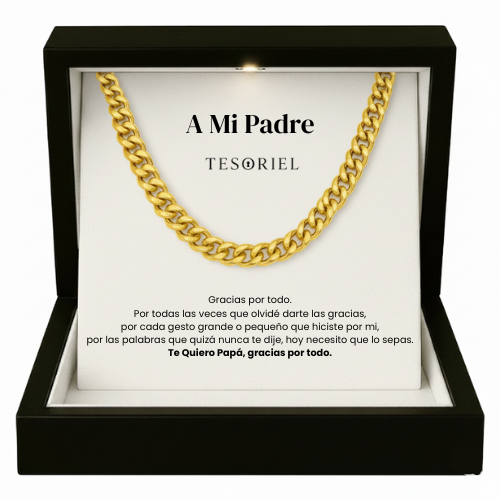 Cadena Cubana Oro 18k Para Mi Padre/Abuelo (Con Carta Dedicatoria a Escoger)