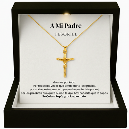 Colgante Cruz Oro 18k Para Mi Padre/Abuelo (Con Carta Dedicatoria a Escoger)