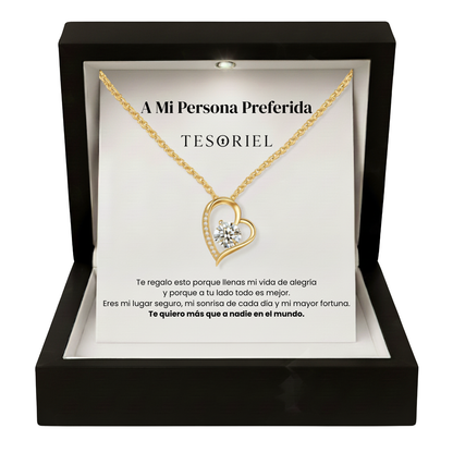 Colgante Corazón Eterno Oro 18k Para Mi Mujer/Novia (Con Carta Dedicatoria a Escoger)