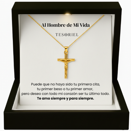 Colgante Cruz Oro 18k Para Mi Hombre/Novio (Con Carta Dedicatoria a Escoger)