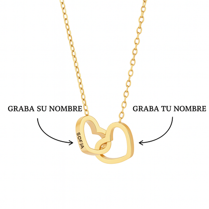 Caja de Rosa | Collar Dos Corazones Personalizable Oro 18K