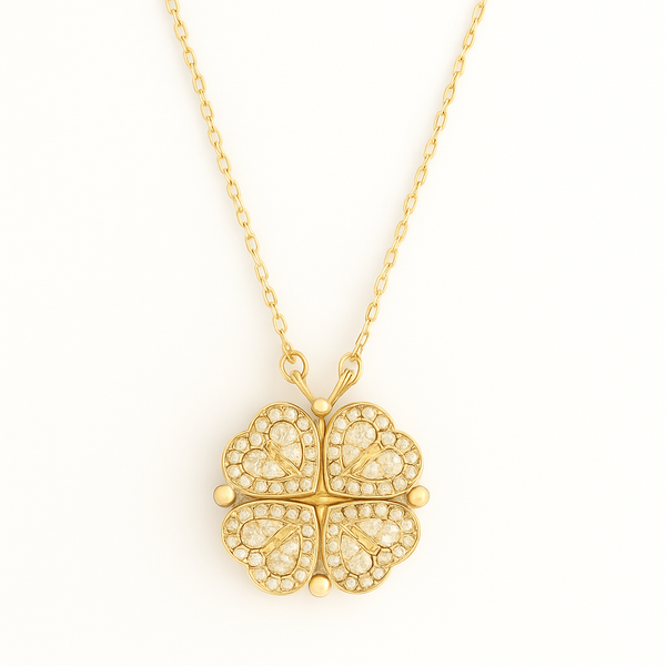 Collar Trébol de Corazones de Oro 18k