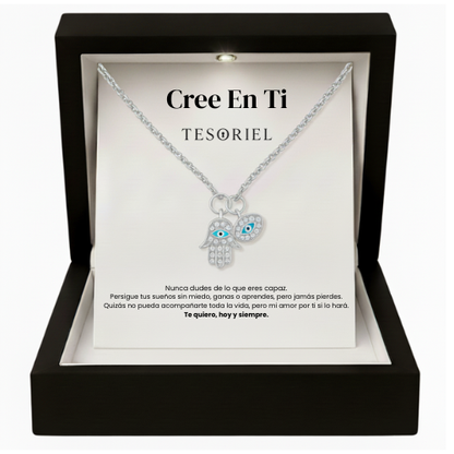 Colgante Mano de Fátima Para Mi Hija (Con Carta Dedicatoria a Escoger)