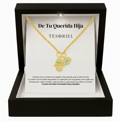 Colgante Mano de Fátima Oro 18k Para Mi Madre/Abuela (Con Carta Dedicatoria a Escoger)