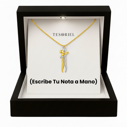 Colgante Abrazo Eterno Oro-Plata Para Mi Hija (Con Carta Dedicatoria a Escoger)