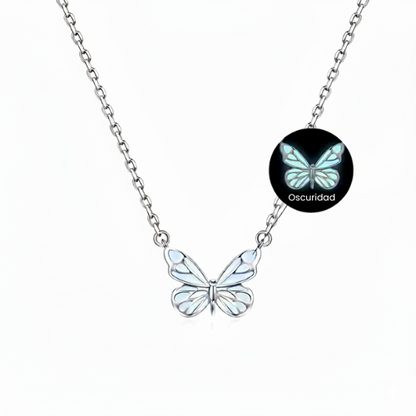 Caja de Rosa | Collar Mariposa Azul Sueño Luminoso