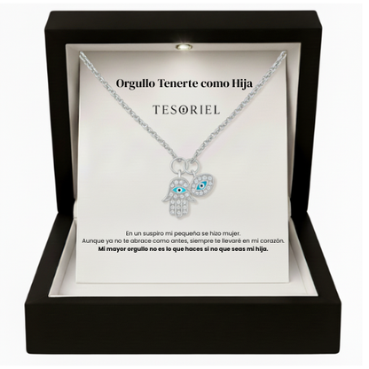 Colgante Mano de Fátima Para Mi Hija (Con Carta Dedicatoria a Escoger)