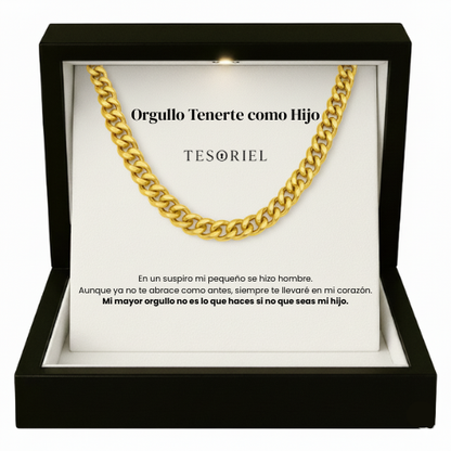 Cadena Cubana Oro 18k Para Mi Hijo (Con Carta Dedicatoria a Escoger)