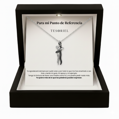 Colgante Abrazo Eterno Plata-Negro Para Mi Madre/Abuela (Con Carta Dedicatoria a Escoger)
